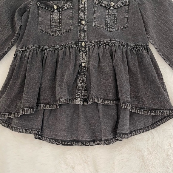 Mud Pie Hayden Black Peplum Denim Top Shacket - Picture 10 of 12